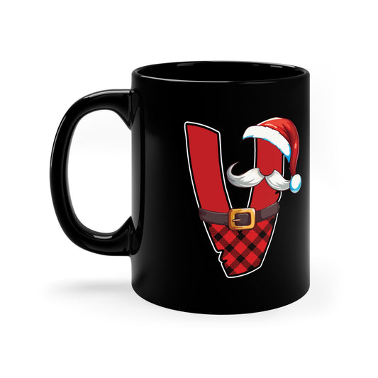 V Santa Initial 11oz Black Mug