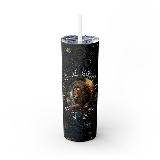 Leo Zodiac Skinny Tumbler with Straw Astrology Insulated Mug Bridesmaids Gift Bachelorette Party Favor Birthday Gift