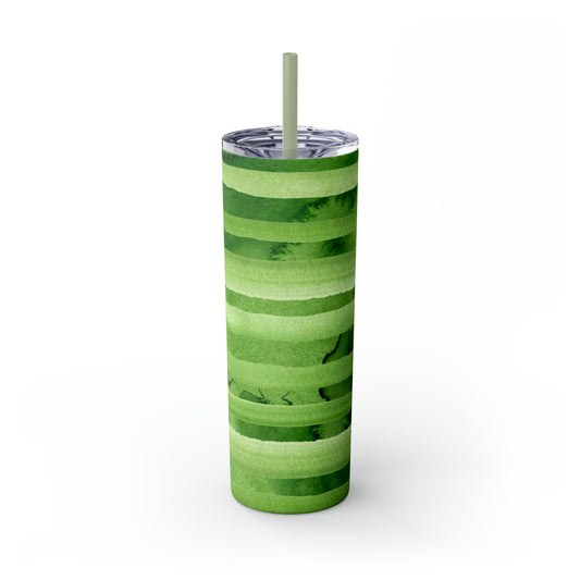 St Patricks Day Stripes Skinny Tumbler with Straw, 20oz