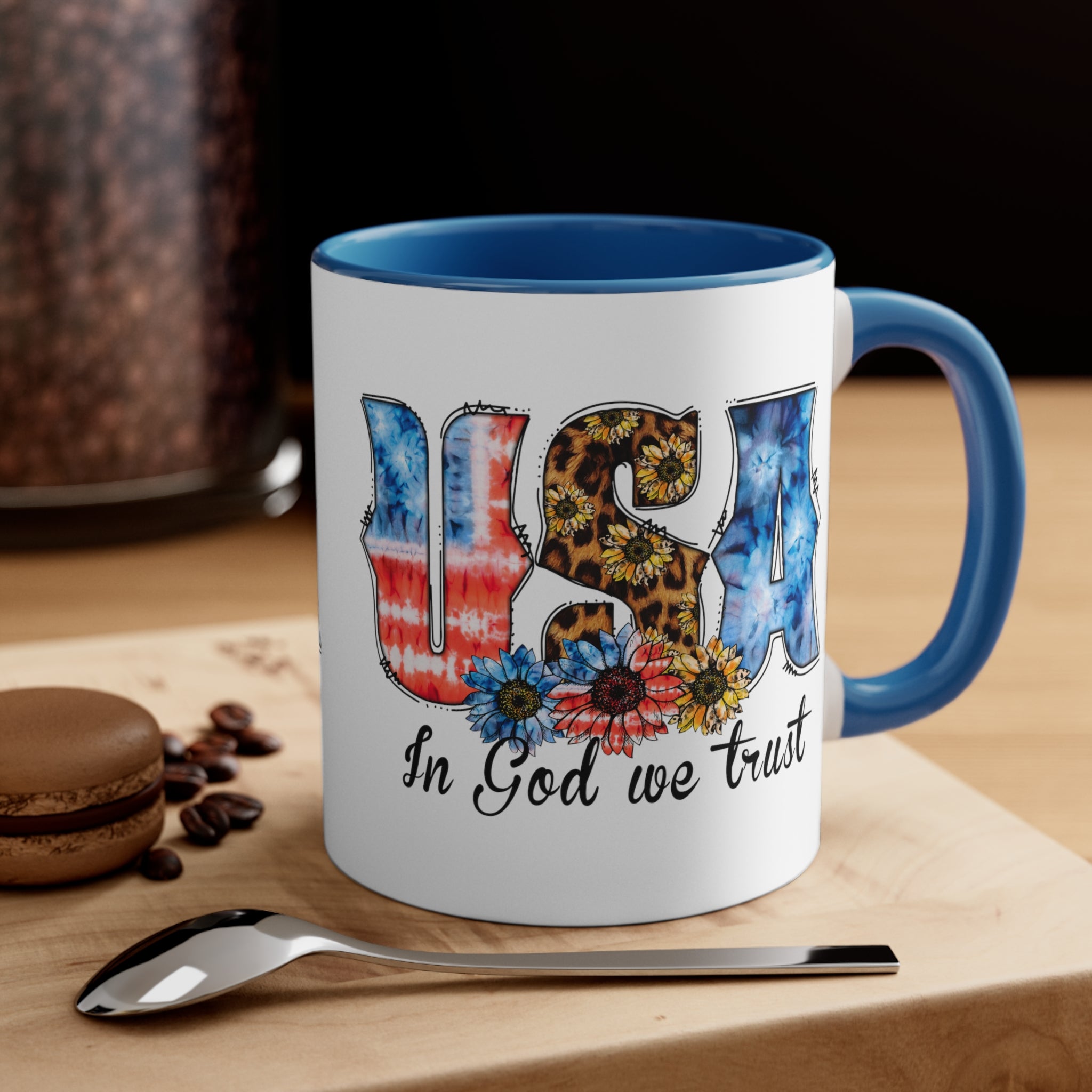 USA In God We Trust Accent Coffee Mug, 11oz