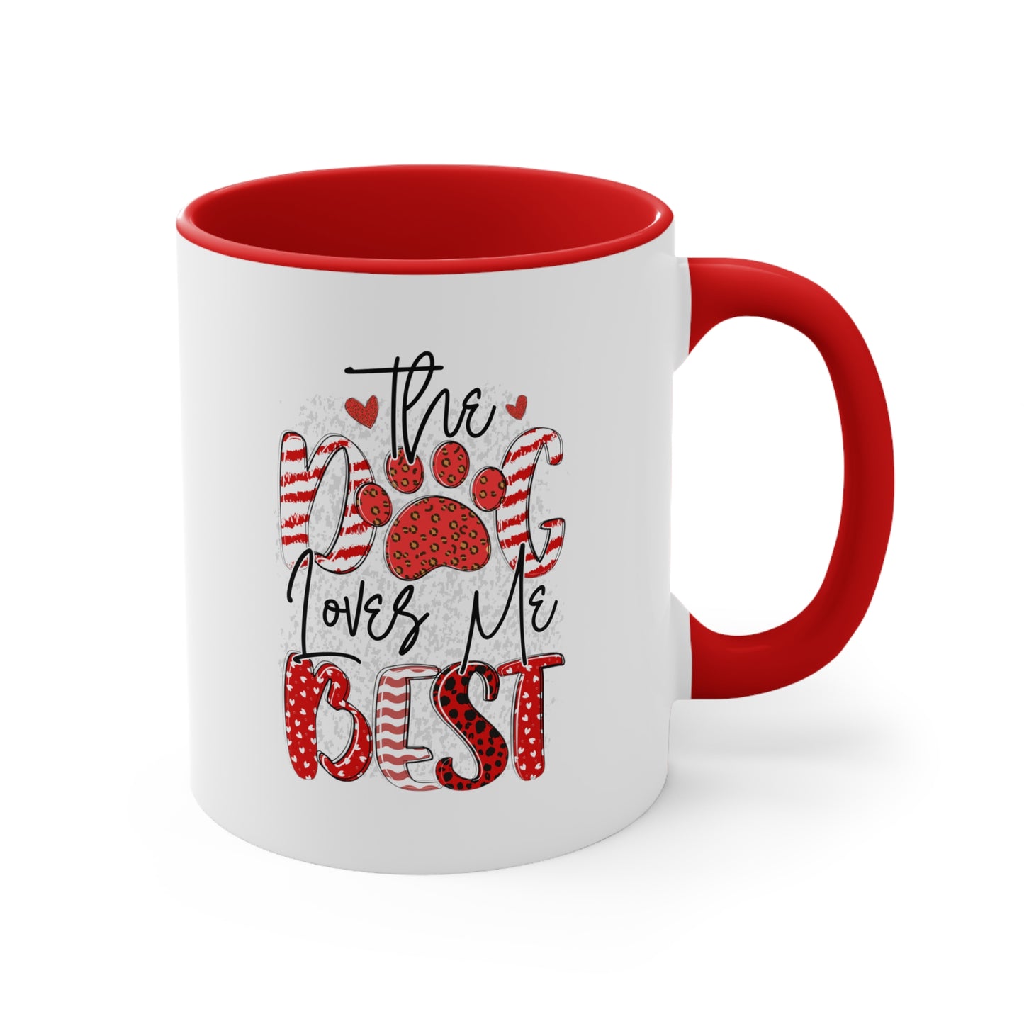 The Dog Love Me Best Valentines Day Accent Coffee Mug, 11oz