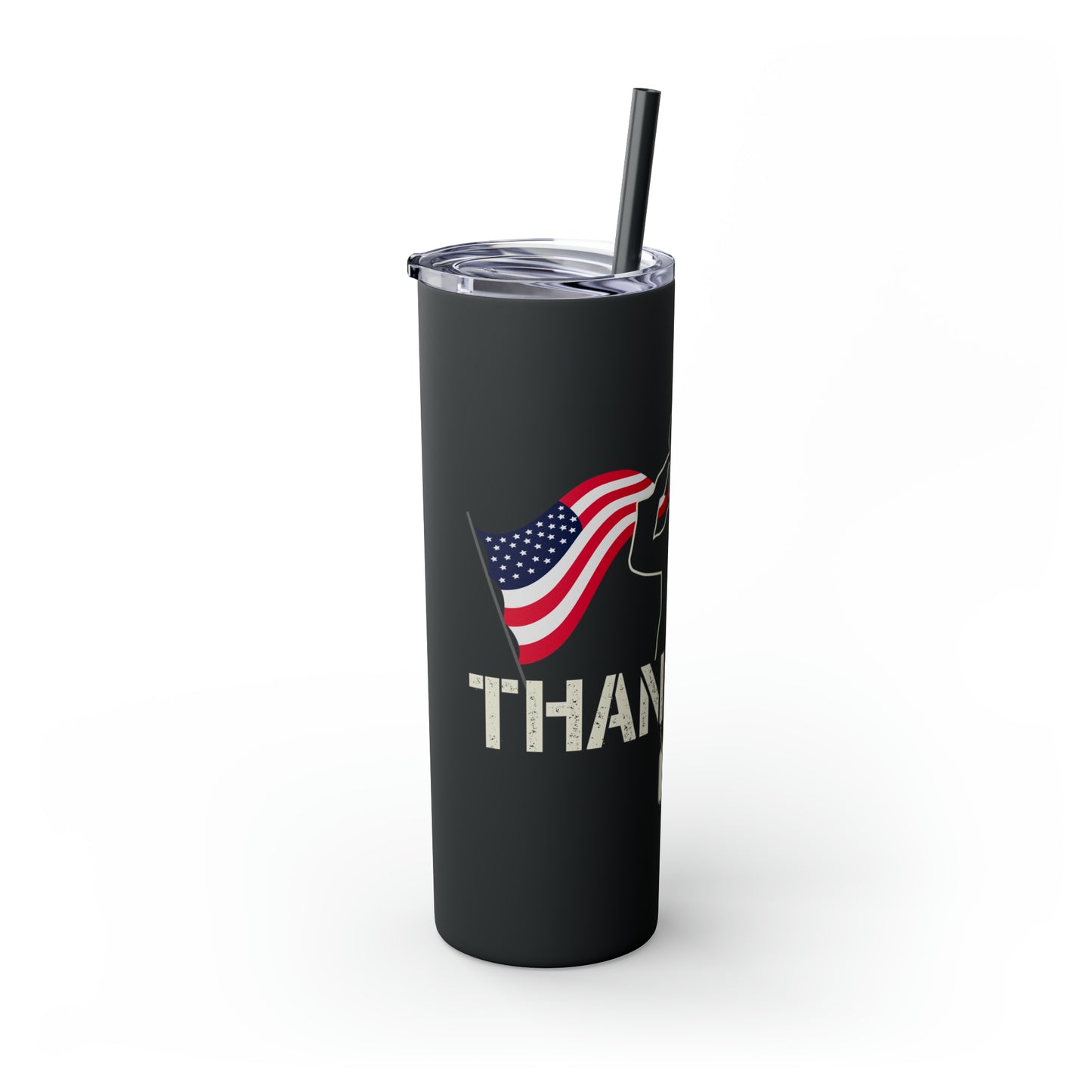 Thank You Veterans Day Skinny Tumbler with Straw, 20oz