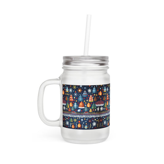 Ugly Christmas Sweater Pattern Mason Jar