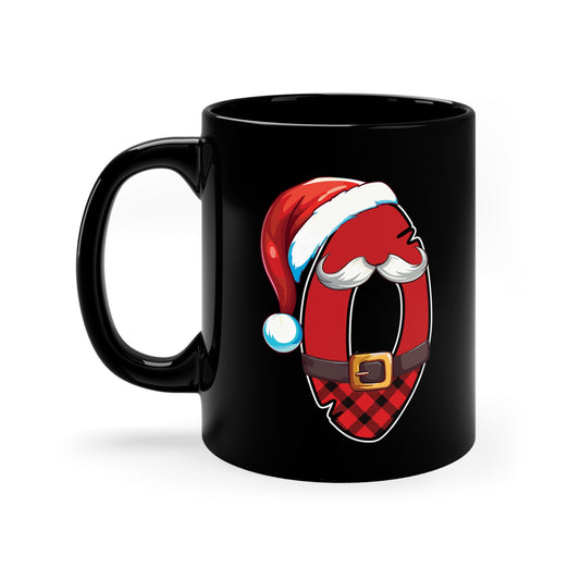 O Santa Initial 11oz Black Mug