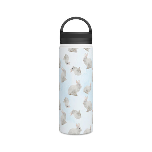 Back To School Rabbits Stainless Steel Water Bottle, Handle Lid