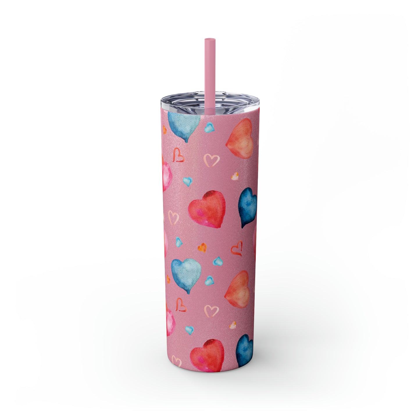 Valentine's Hearts Skinny Tumbler with Straw, 20oz