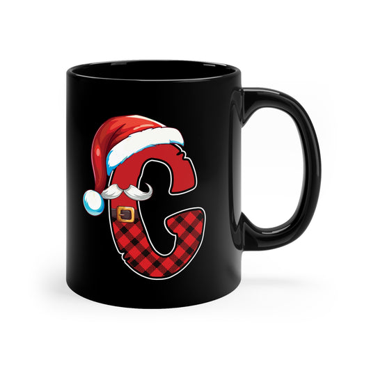 G Santa Initial 11oz Black Mug
