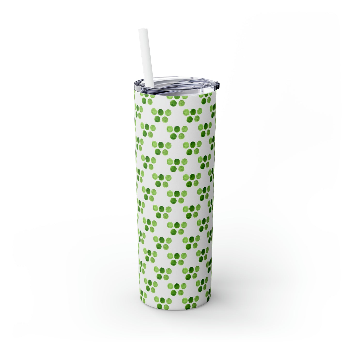 St Patricks Day Polka Dots Skinny Tumbler with Straw, 20oz