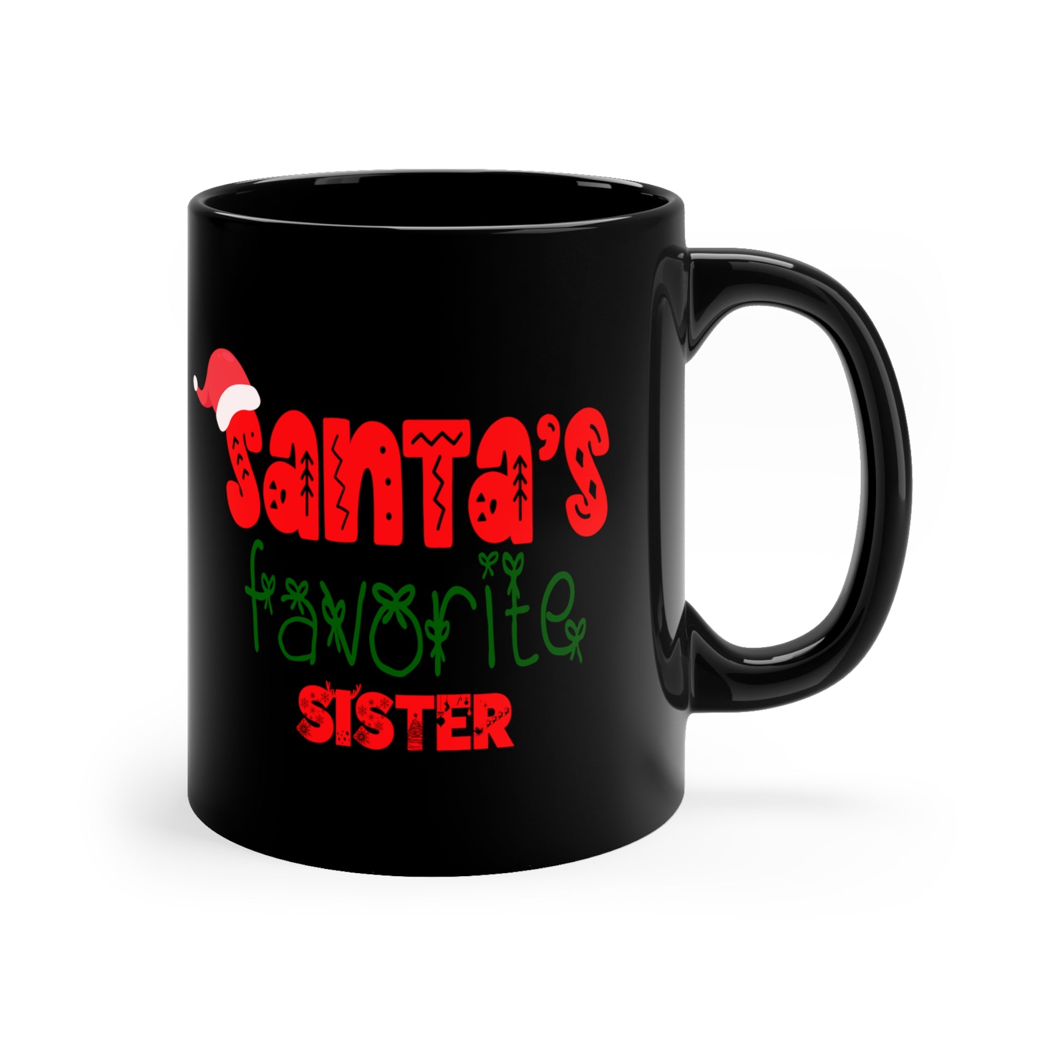 Santa's Favorite Sister 11oz Black Mug