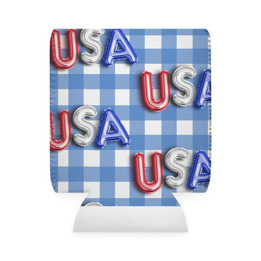 American Flag Themed USA Balloons Can Cooler Sleeve