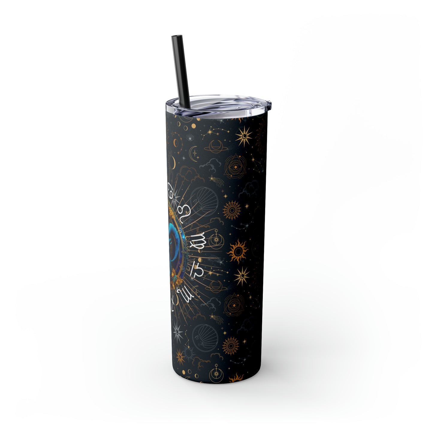 Capricorn Zodiac Skinny Tumbler with Straw Astrology Insulated Mug Bridesmaids Gift Bachelorette Party Favor Birthday Gift