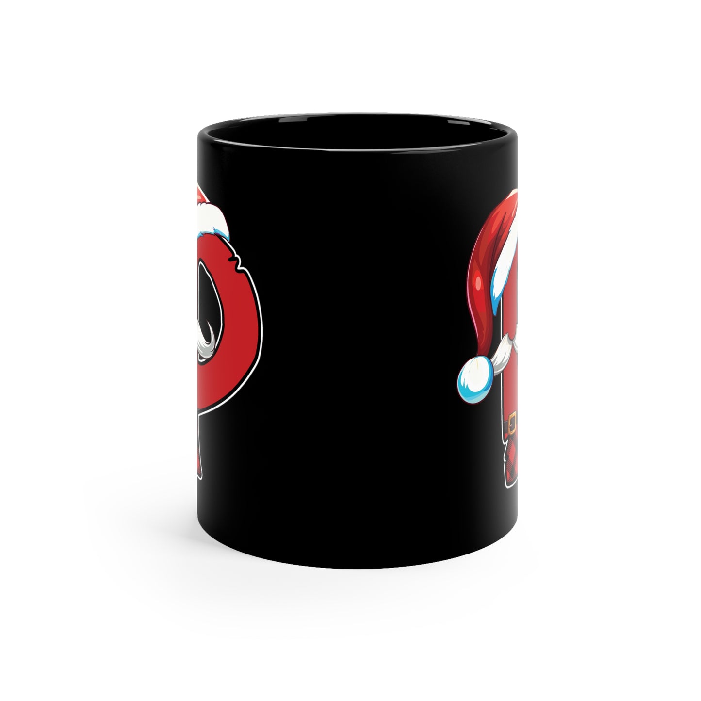 P Santa Initial 11oz Black Mug