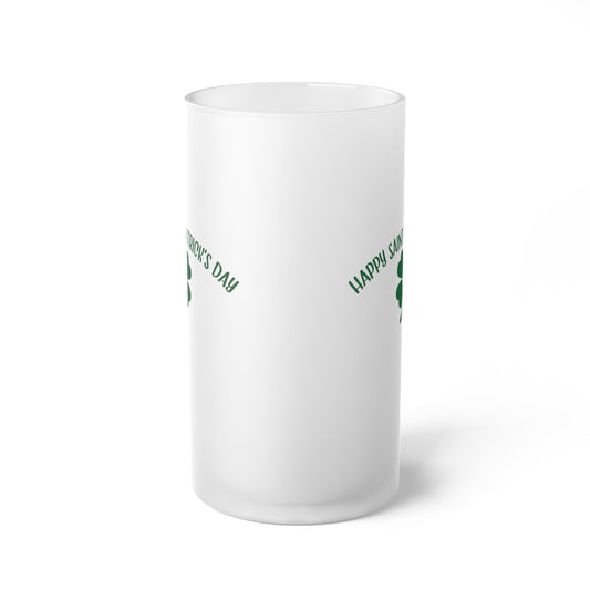 Happy St Patrick's Day Frosted Glass Beer Mug