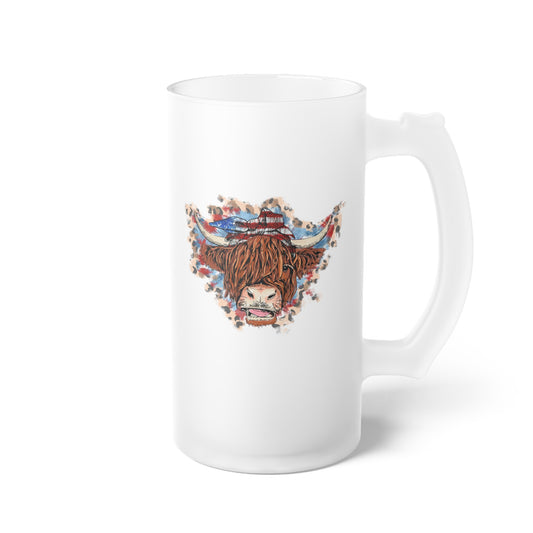American Cow Frosted Glass Beer Mug