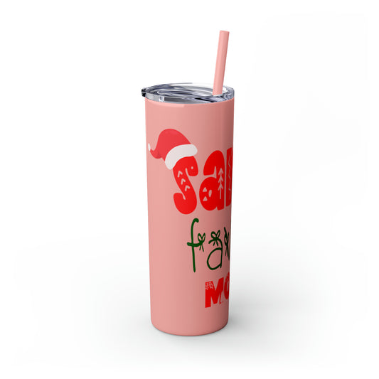 Santa's Favorite Mother Skinny Tumbler with Straw, 20oz