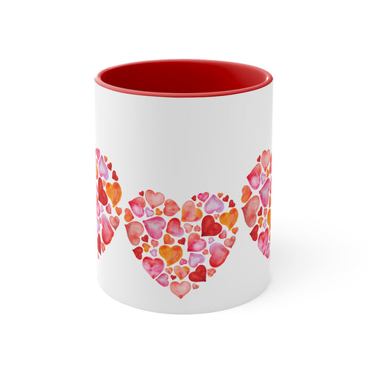 Valentine Hearts Accent Coffee Mug, 11oz