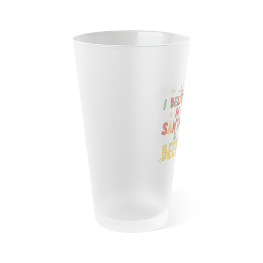 I Believe In Santa & Beer Frosted Pint Glass, 16oz