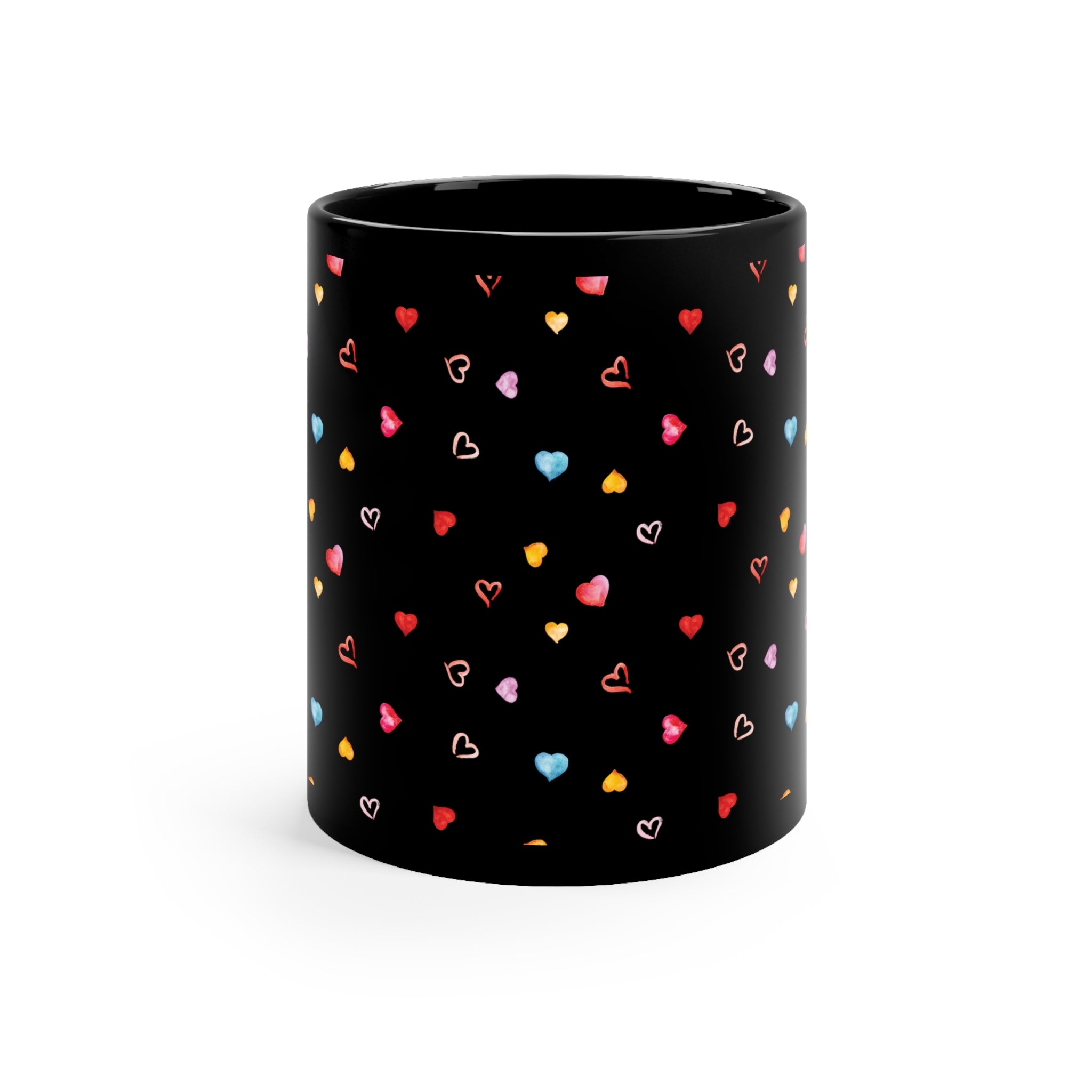 Valentine's Day Hearts 11oz Black Mug