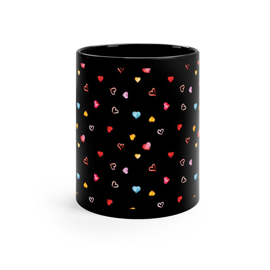 Valentine's Day Hearts 11oz Black Mug