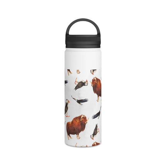 Back To School Animals Stainless Steel Water Bottle, Handle Lid