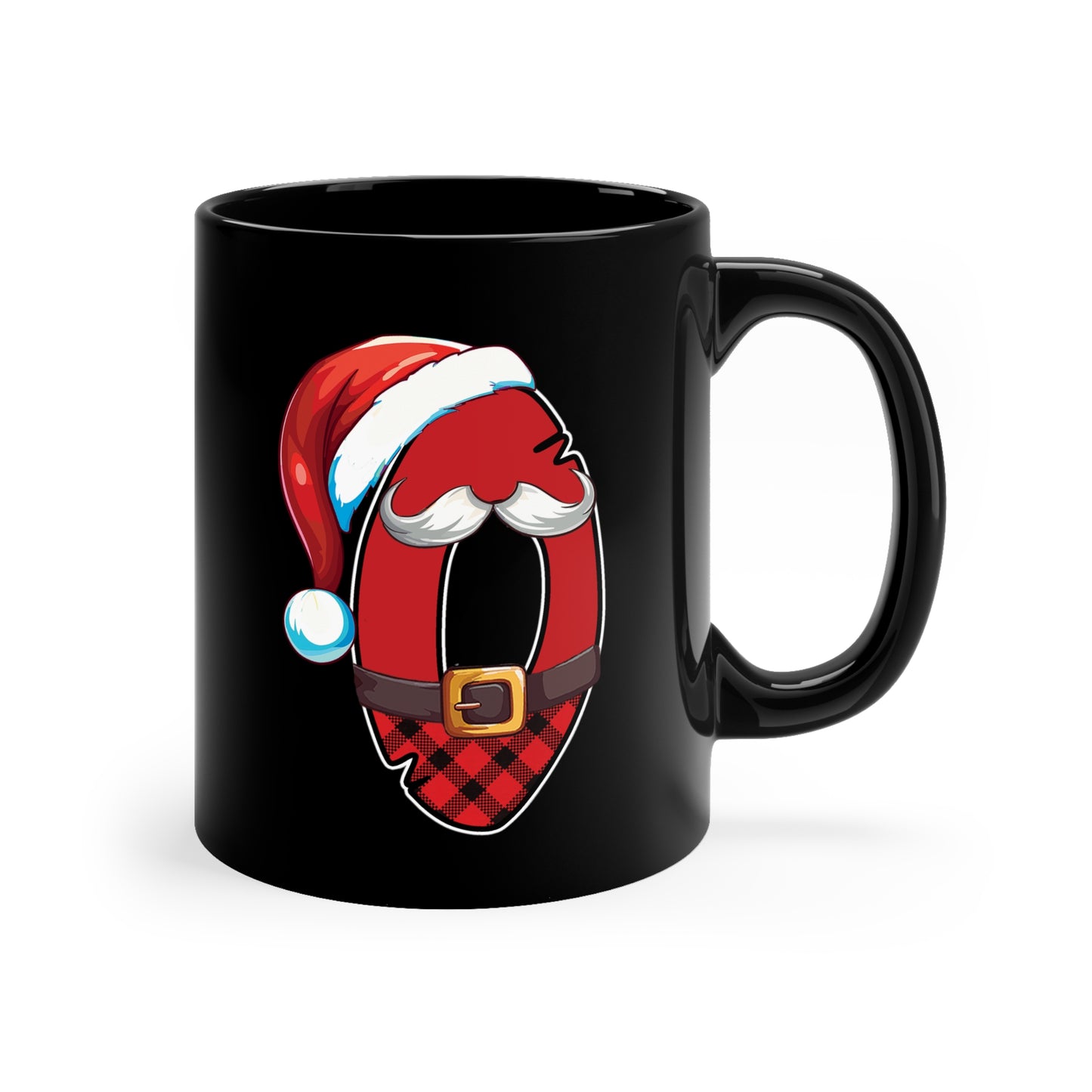 O Santa Initial 11oz Black Mug