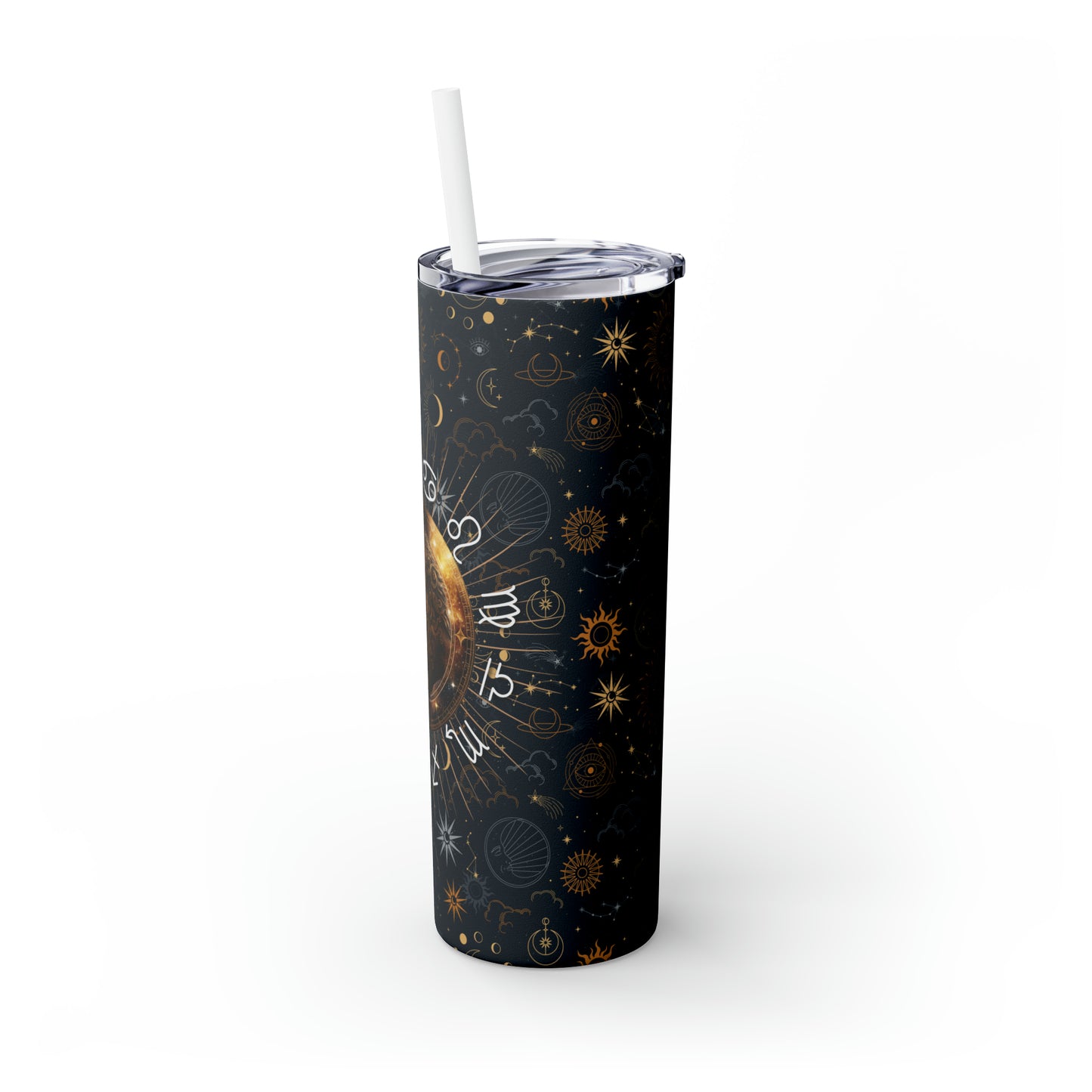 Leo Zodiac Skinny Tumbler with Straw Astrology Insulated Mug Bridesmaids Gift Bachelorette Party Favor Birthday Gift