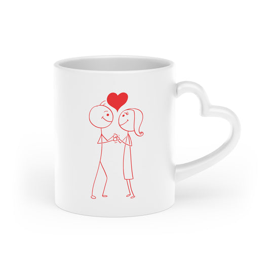 Boy Looking for Girl Heart Heart-Shaped Mug