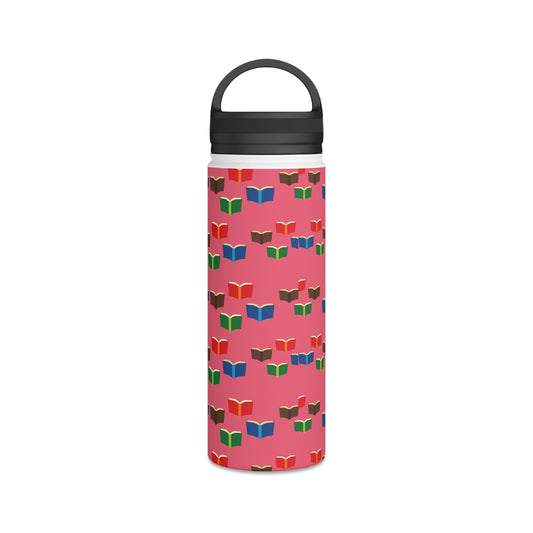 Back To School Books Stainless Steel Water Bottle, Handle Lid