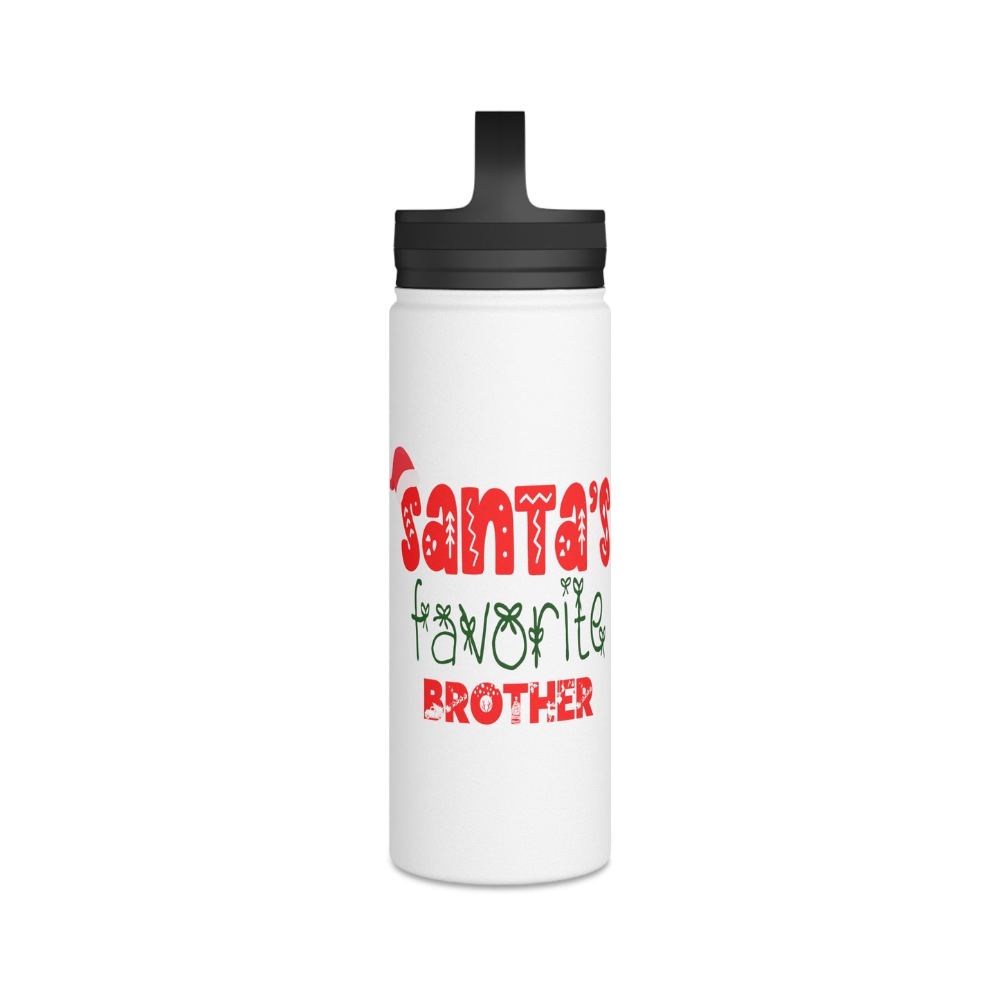 Santa's Favorite Brother Stainless Steel Water Bottle, Handle Lid