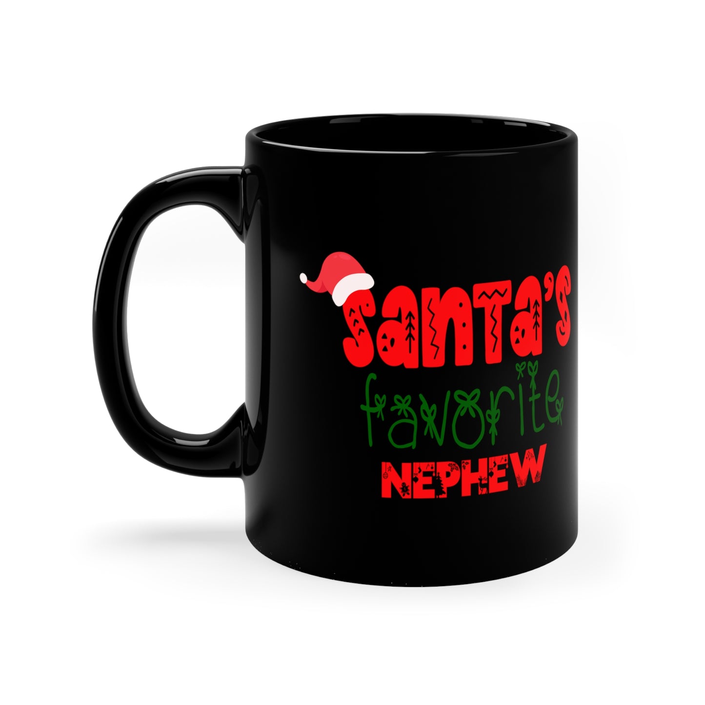 Santa's Favorite Nephew 11oz Black Mug