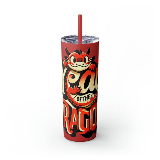 Year of Dragon Skinny Tumbler with Straw, 20oz