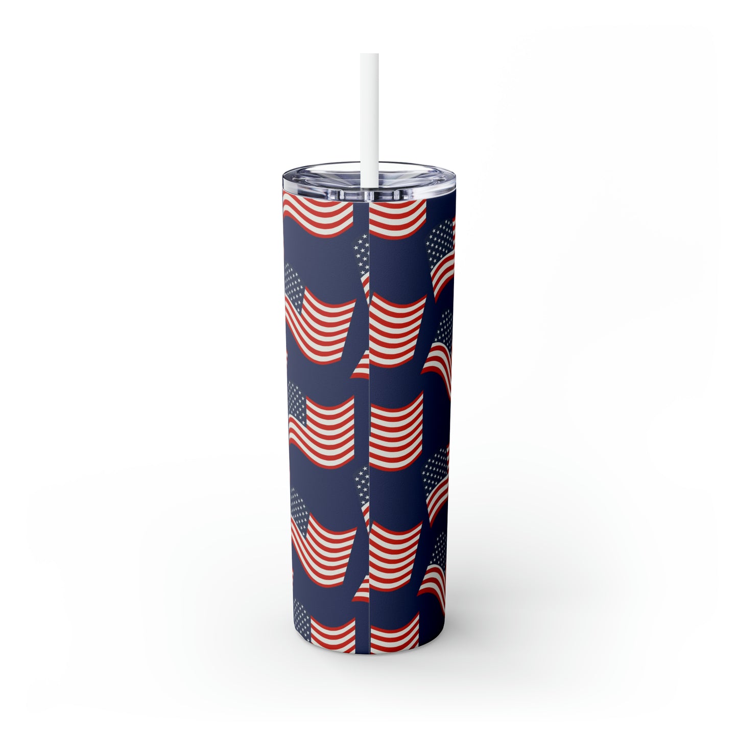 American Flags Skinny Tumbler with Straw, 20oz