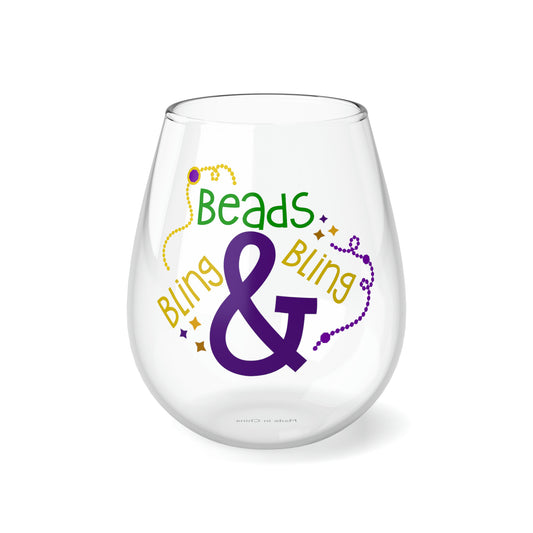 Beads & Bling Bling Stemless Wine Glass, 11.75oz