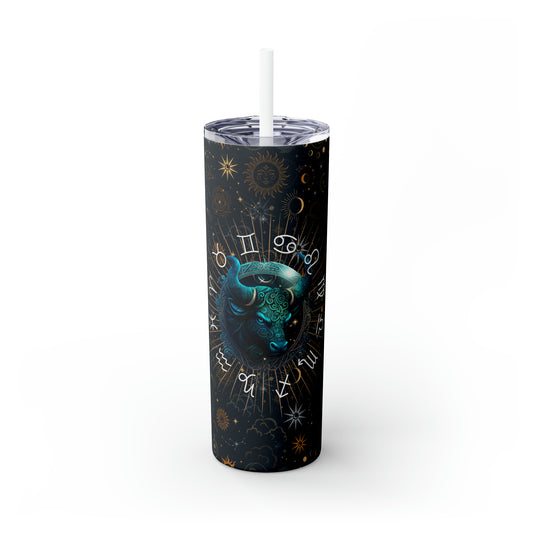 Taurus Zodiac Skinny Tumbler with Straw Astrology Insulated Mug Bridesmaids Gift Bachelorette Party Favor Birthday Gift