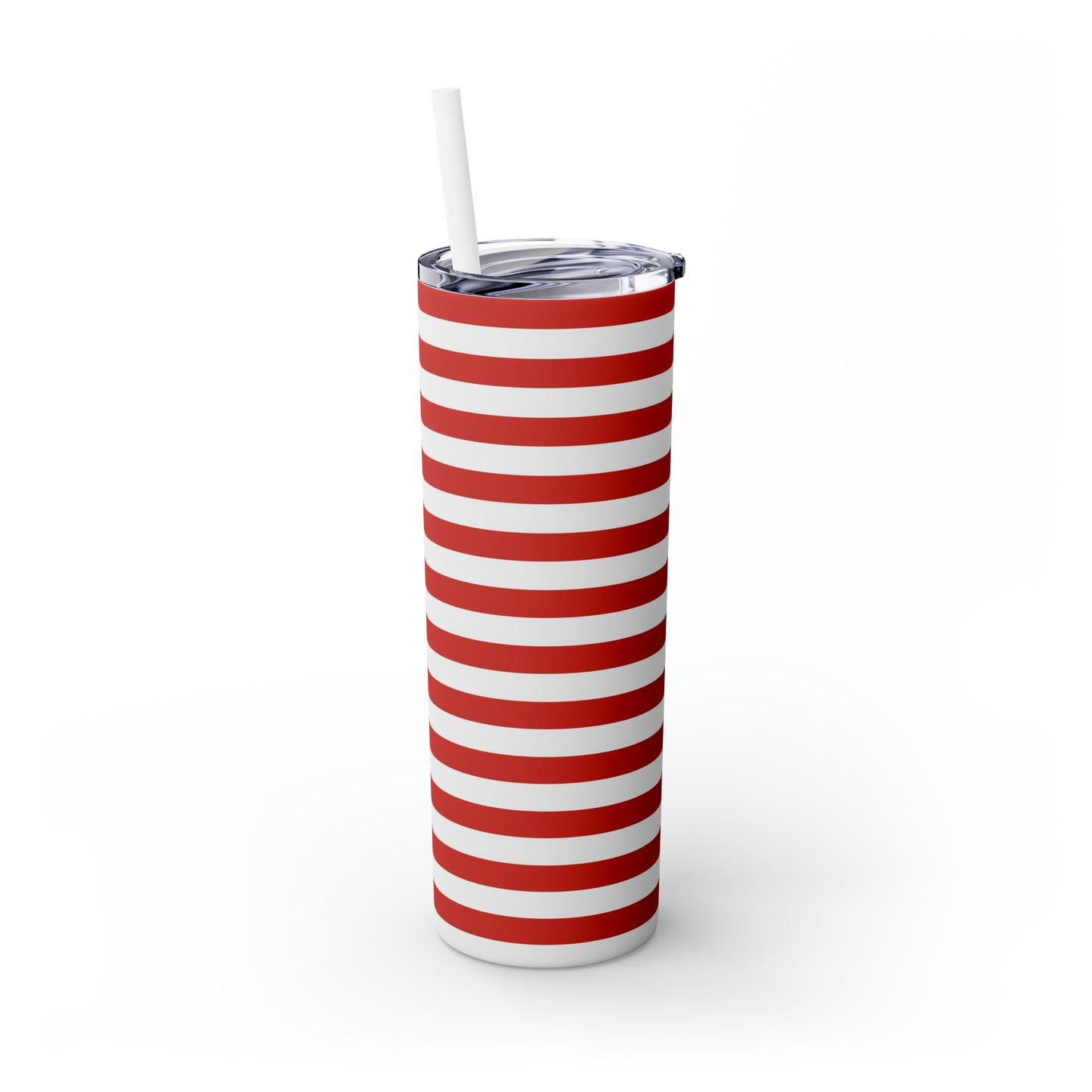 Red Stripes Americana Skinny Tumbler with Straw, 20oz