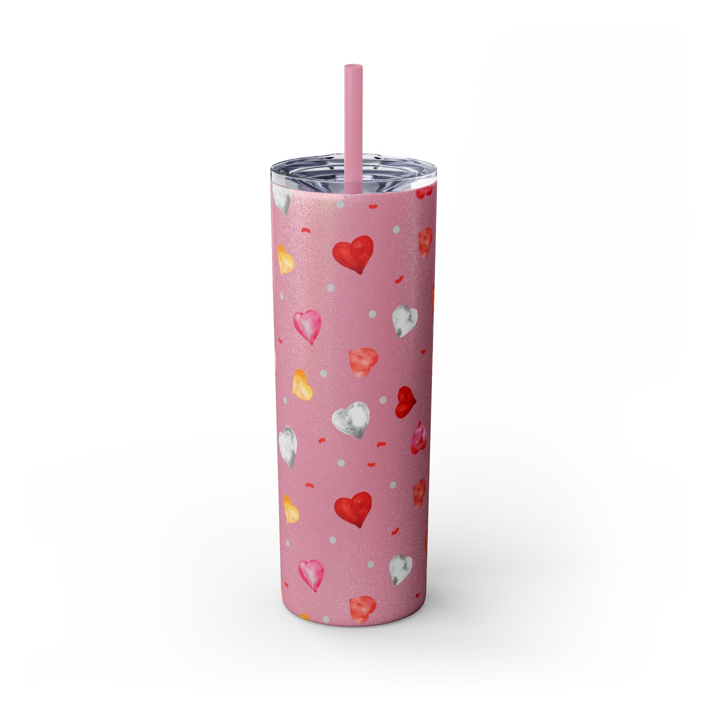 Valentine's Hearts Skinny Tumbler with Straw, 20oz