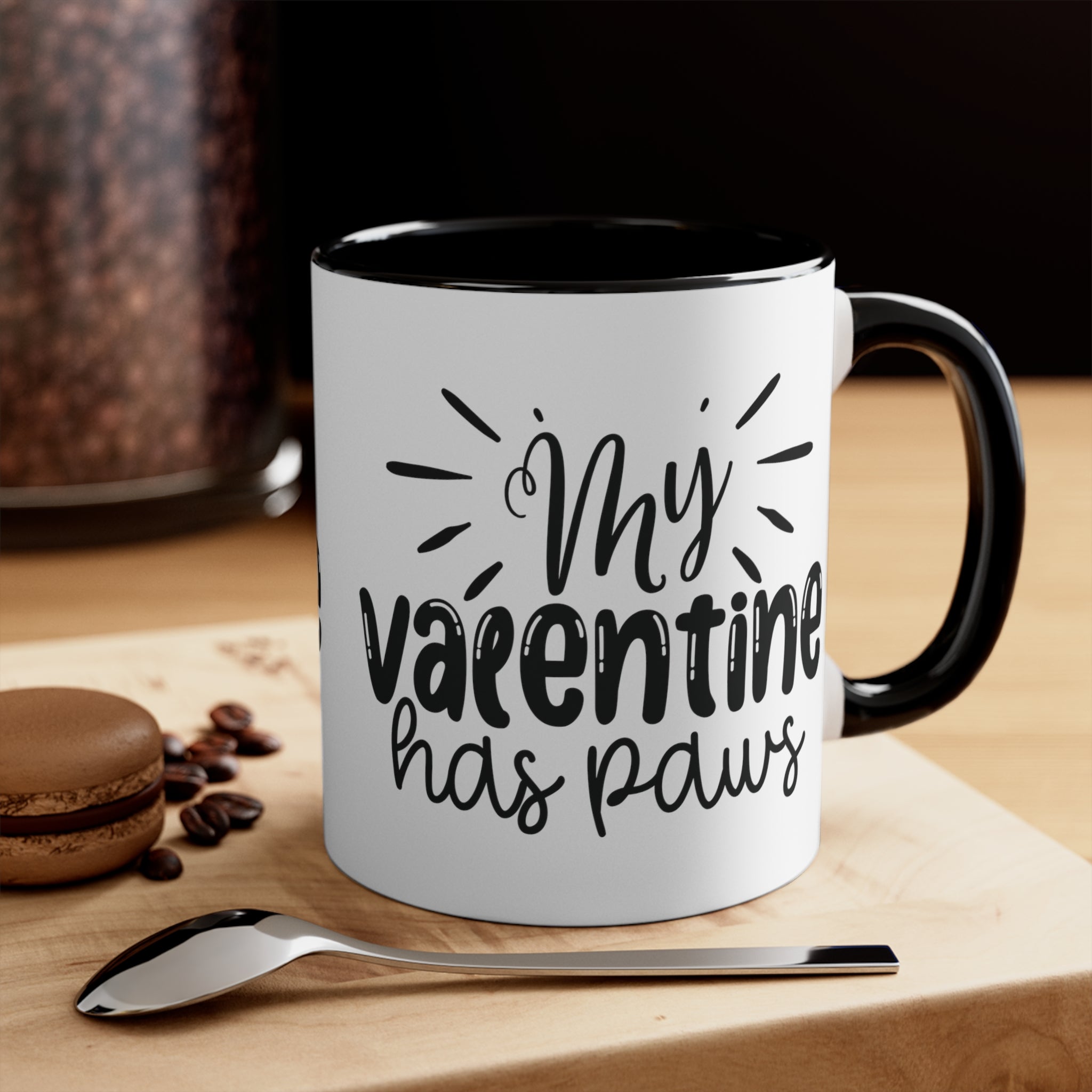 My Valentine Has Paws Accent Coffee Mug, 11oz