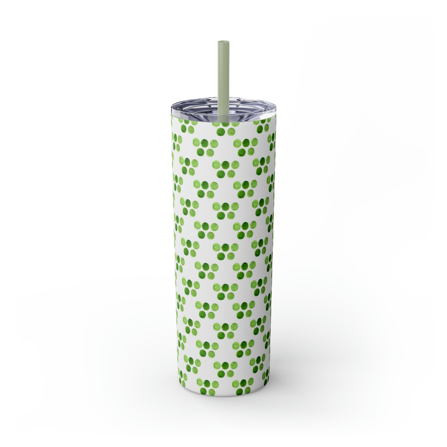 St Patricks Day Polka Dots Skinny Tumbler with Straw, 20oz