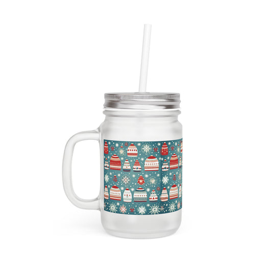 Ugly Christmas Sweater Pattern Mason Jar