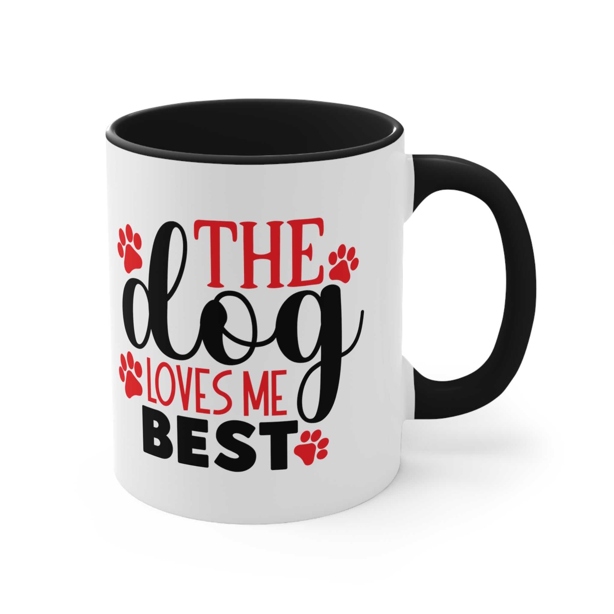 The Dog Love Me Best Valentines Day Accent Coffee Mug, 11oz