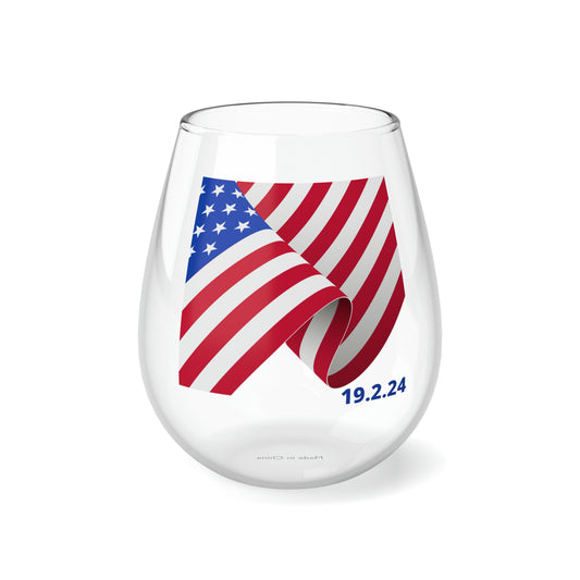 Happy President's Day 2024 Stemless Wine Glass, 11.75oz