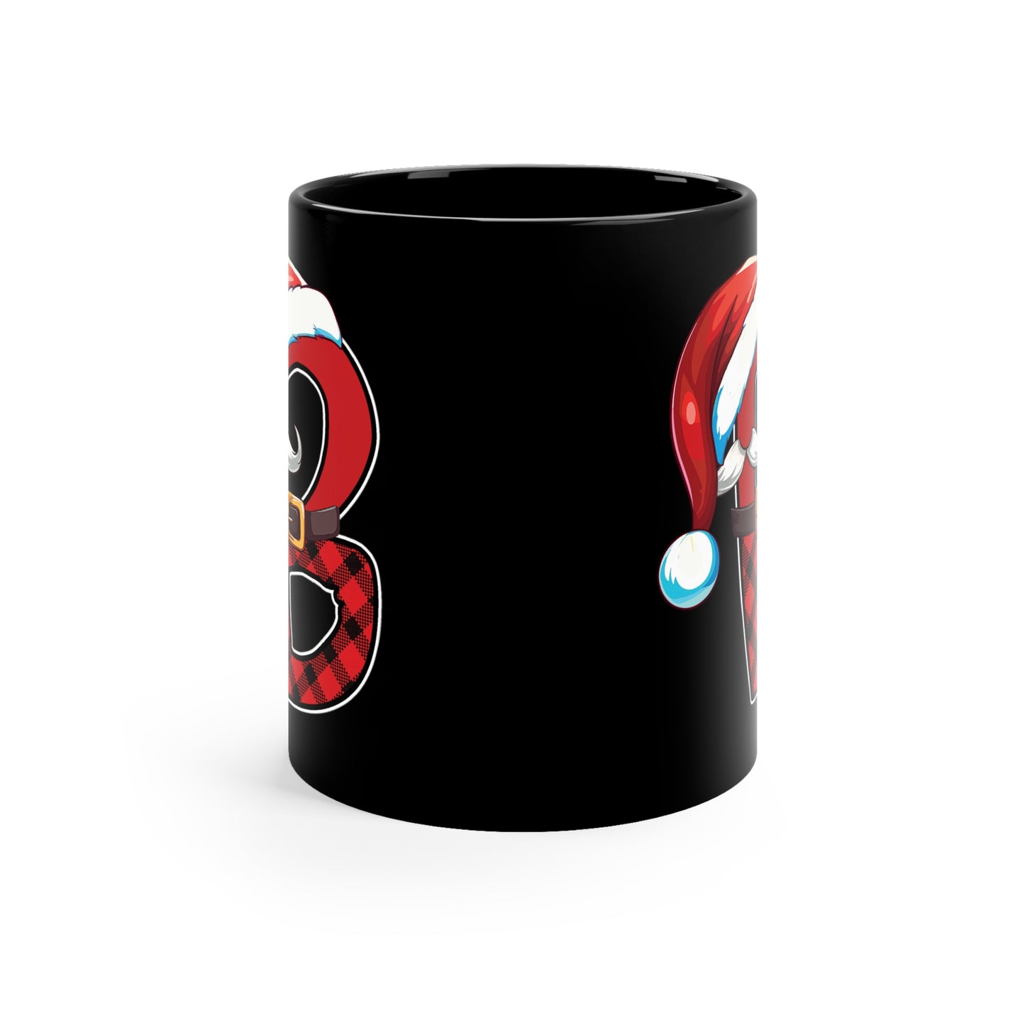 B Santa Initial 11oz Black Mug