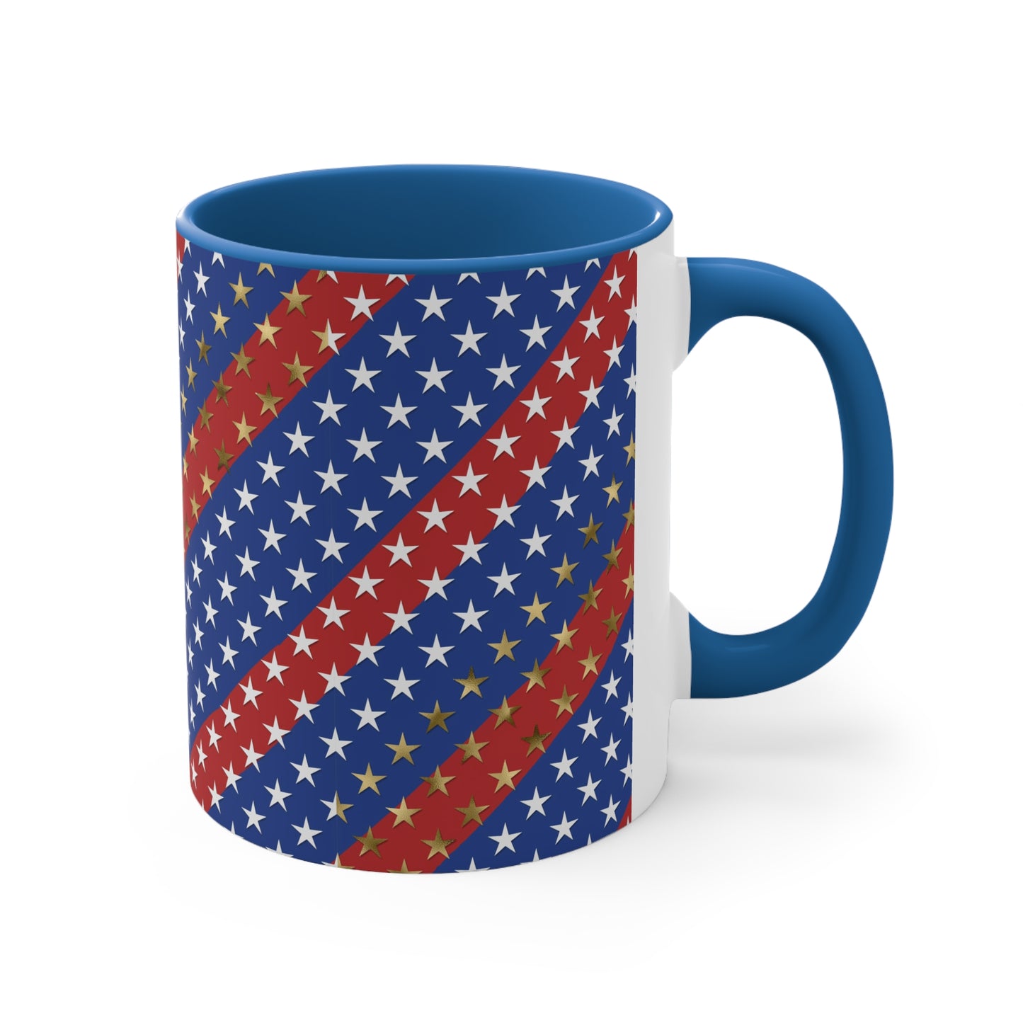 American Flag Themed Stars & Stripes Accent Coffee Mug, 11oz