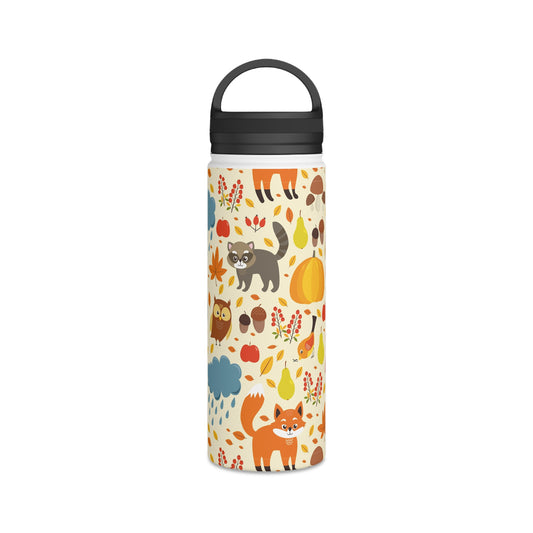 Back To School Animals Stainless Steel Water Bottle, Handle Lid