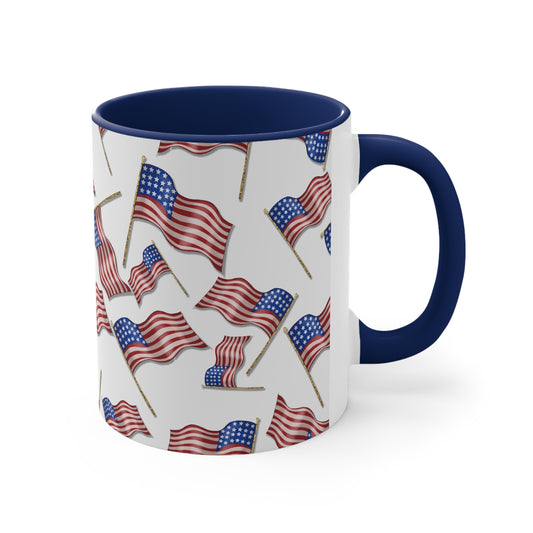 Memorial Day American Flags Accent Coffee Mug, 11oz