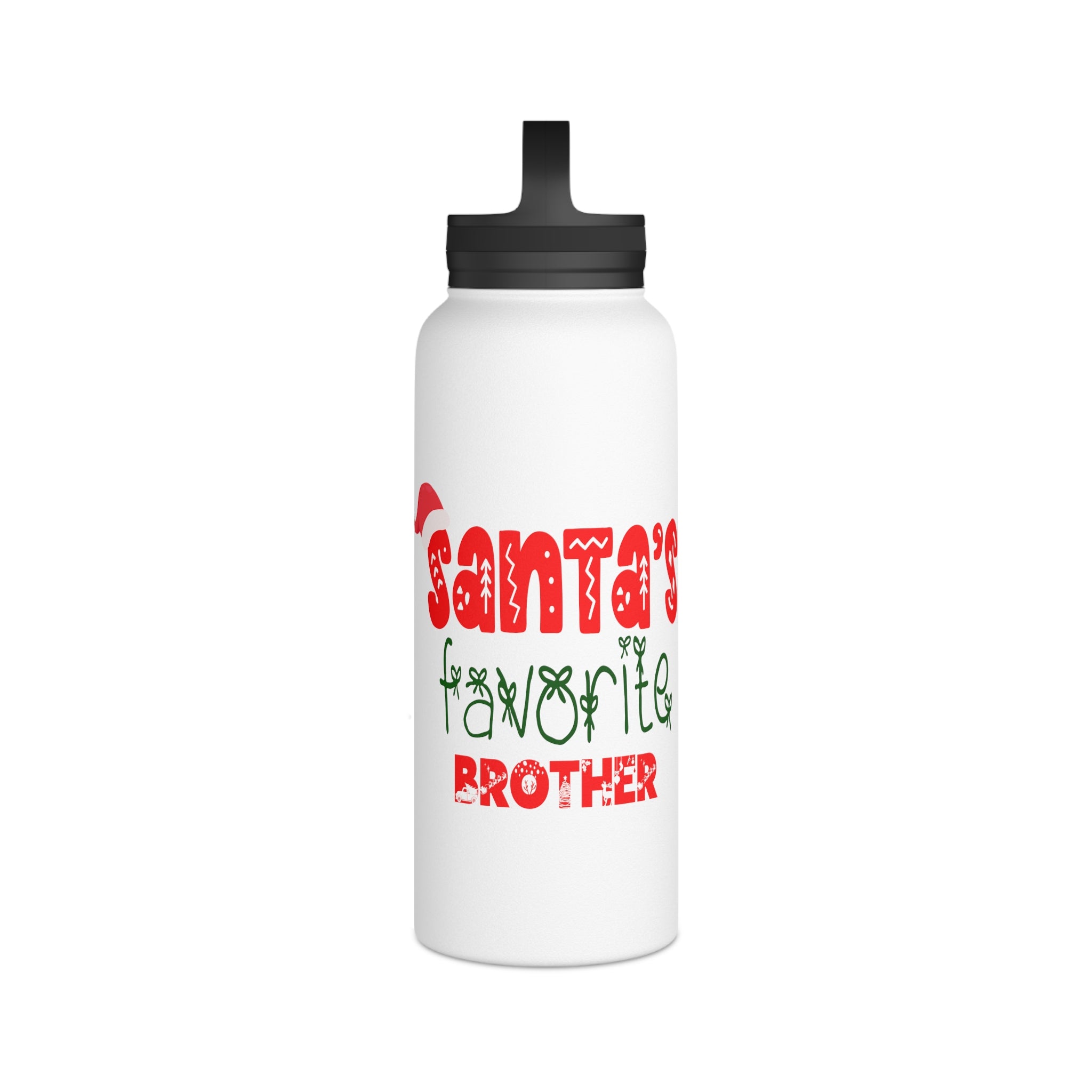 Santa's Favorite Brother Stainless Steel Water Bottle, Handle Lid