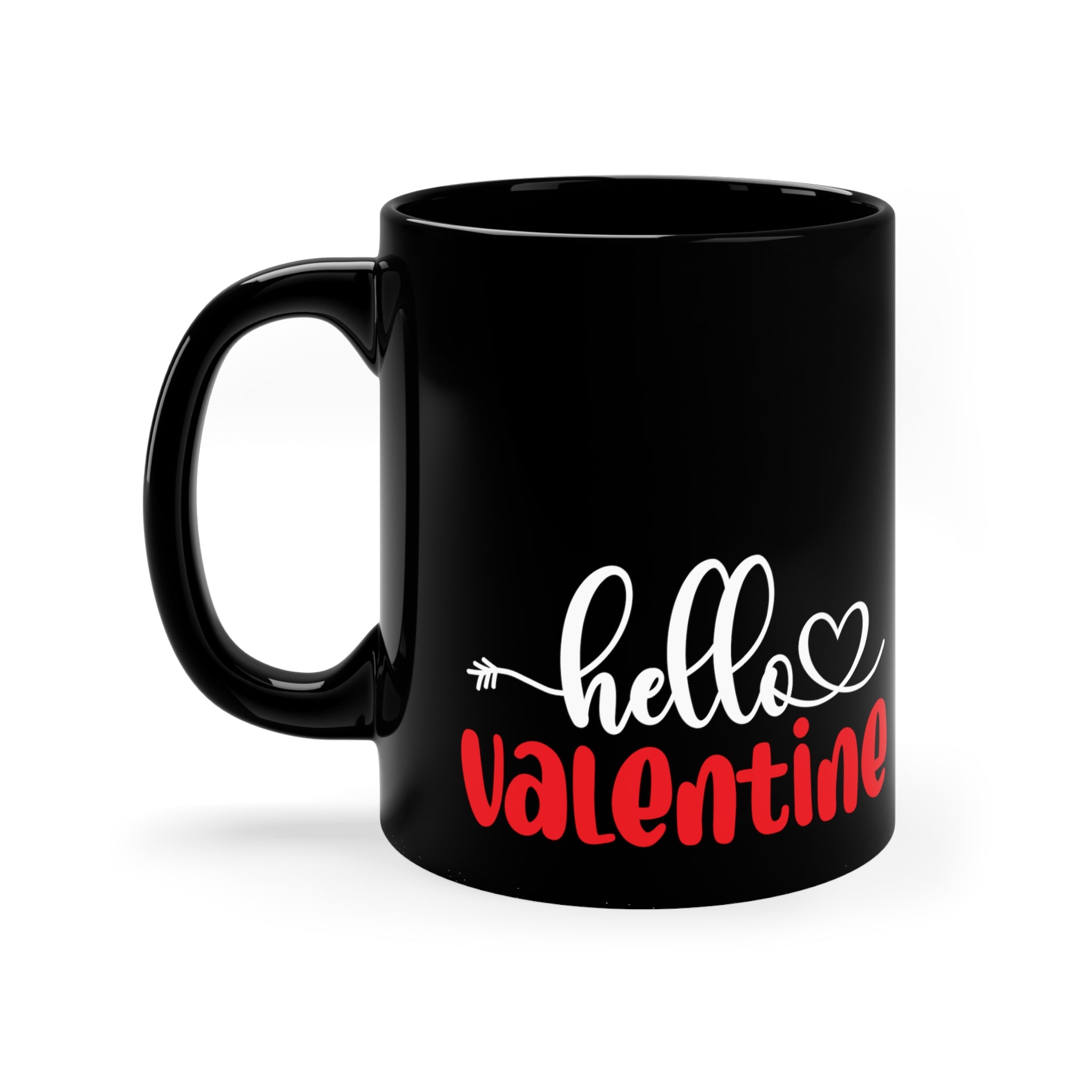 Hello Valentine 11oz Black Mug