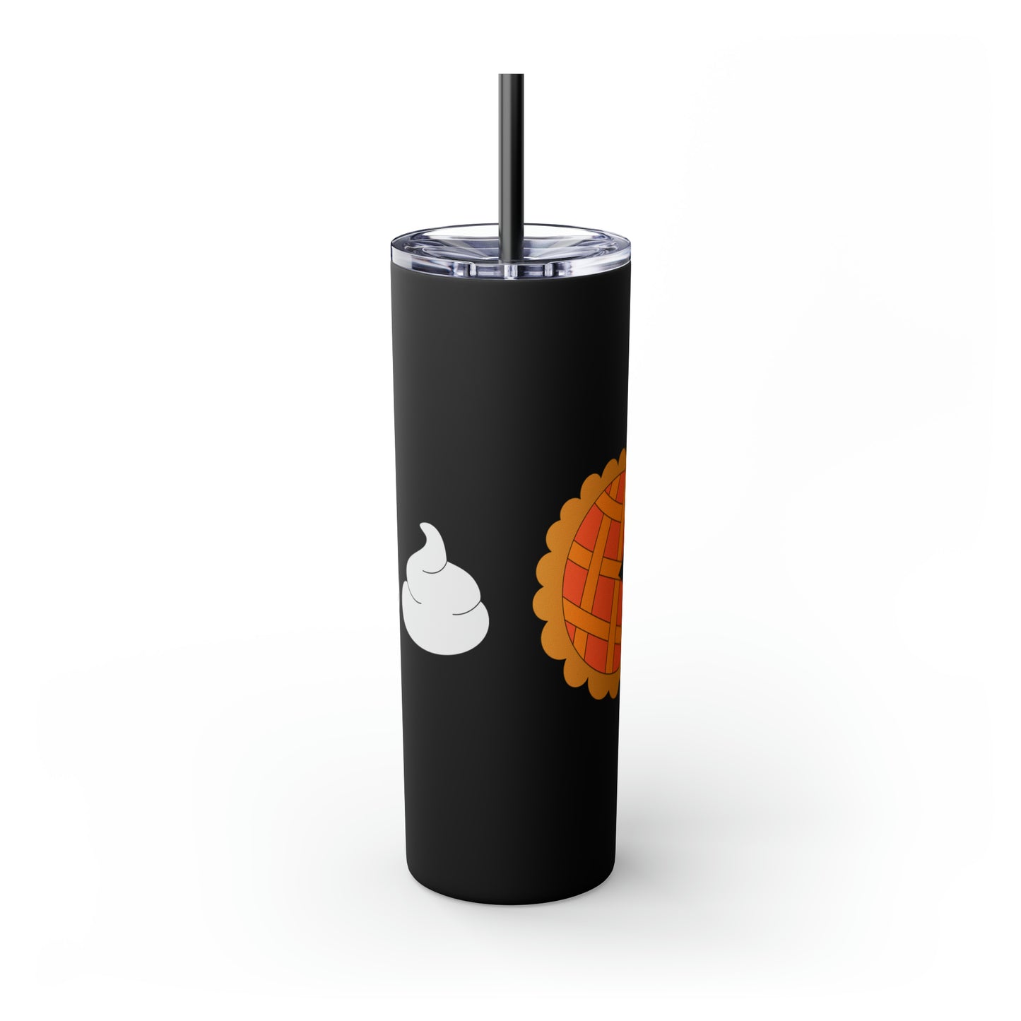 Pumpkin Pie & Whipped Cream (Pacman Themed) Thanksgiving Skinny Tumbler with Straw, 20oz