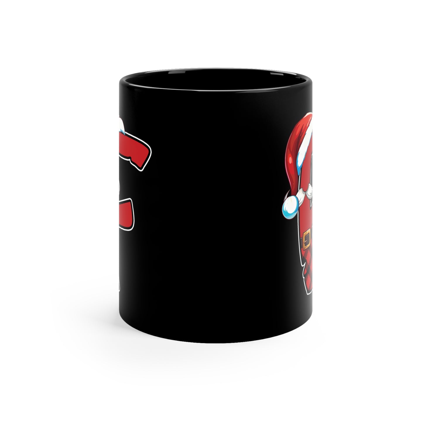 F Santa Initial 11oz Black Mug