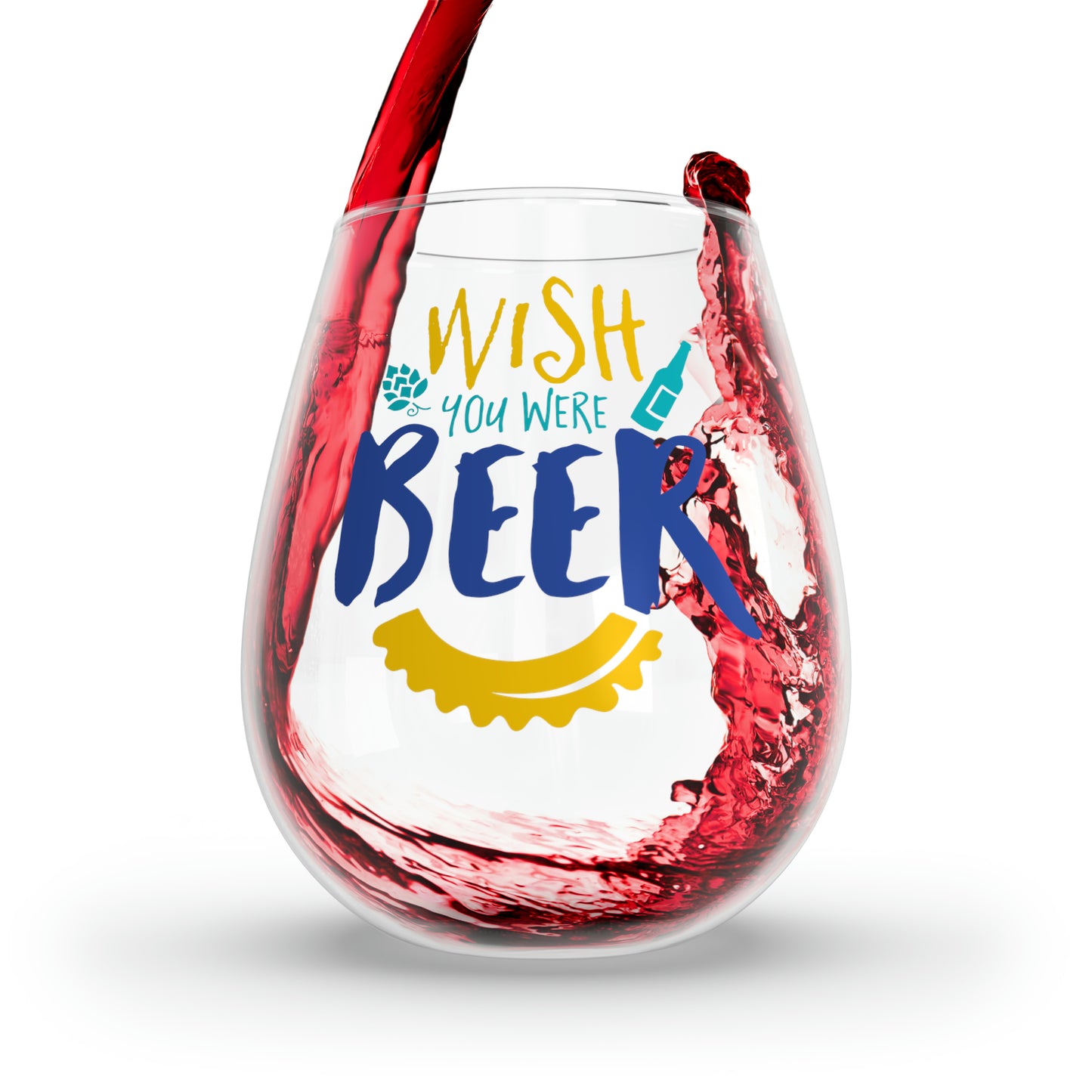 Wish You Were Beer Stemless Wine Glass, 11.75oz